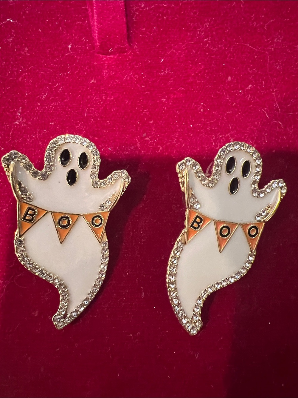 BaubleBar White and Orange 'BOO' Ghost Earrings